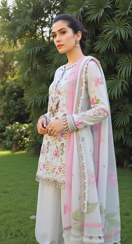 Elegant Butterfly Embroidered Ladies Suit – Premium Pakistani Dress by PEIRHAN (3 Piece)